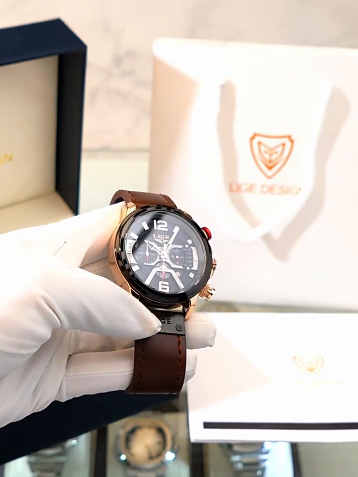 2021 LIGE мужские часы лучший бренд класса люкс синий кожаный хронограф спортивные часы для мужчин модные водонепроницаемые часы с датой Reloj Hombre