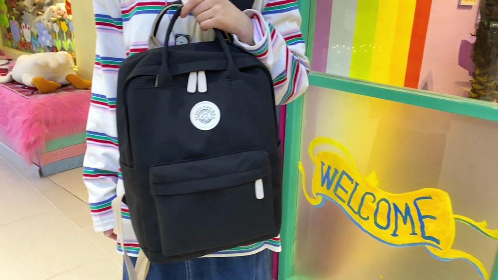 College Style Junior High School Student Schoolbag Solid Color Student Backpack Women's Nylon Backpack