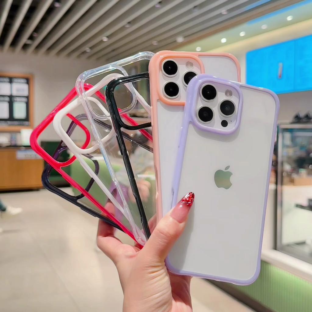 Прозрачный акриловый чехол-бампер конфетного цвета для iPhone 16 15 14 13 11 12 Pro Max Mini XR XS X 7 8 Plus SE