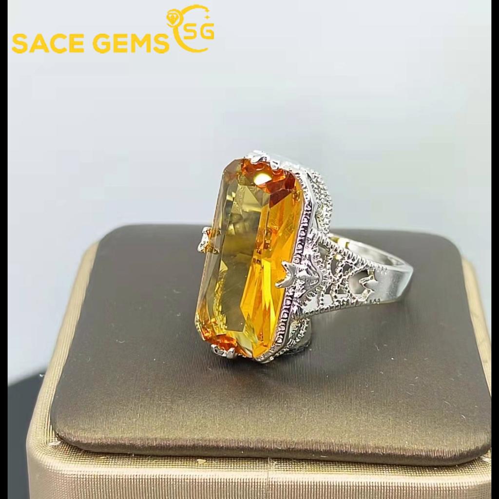 Sace Gems Классическое полое кольцо с резьбой и декоративным узором из медного сплава с желтым цирконом, женские украшения, свадебное обещание, подарок для вечеринки