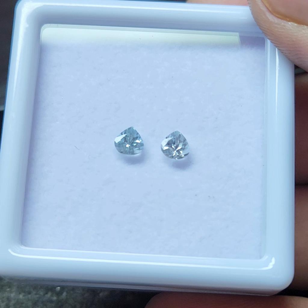 2 Pcs Heart Shape, 4 mm Size, Natural Aquamarine Gemstone, 0.45 Carat, Loose Stone, Jewelry making stone.