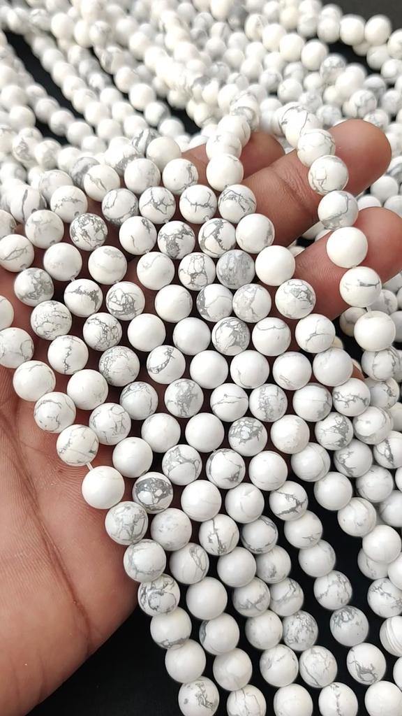 Круглые бусины из натурального белого говлита, лечебный драгоценный камень, бусины длиной 14-15 дюймов, бусины размером 6 мм, 8 мм, 10 мм.