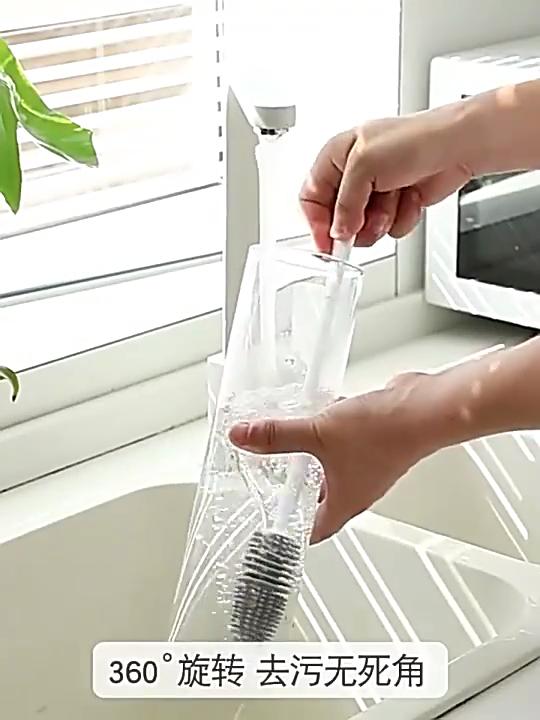 Силиконовая щетка для чашек Скруббер для чашек Стеклоочиститель Кухонный инструмент для чистки Длинная ручка Напиток Бокал для вина Щетка для чистки стеклянных чашек