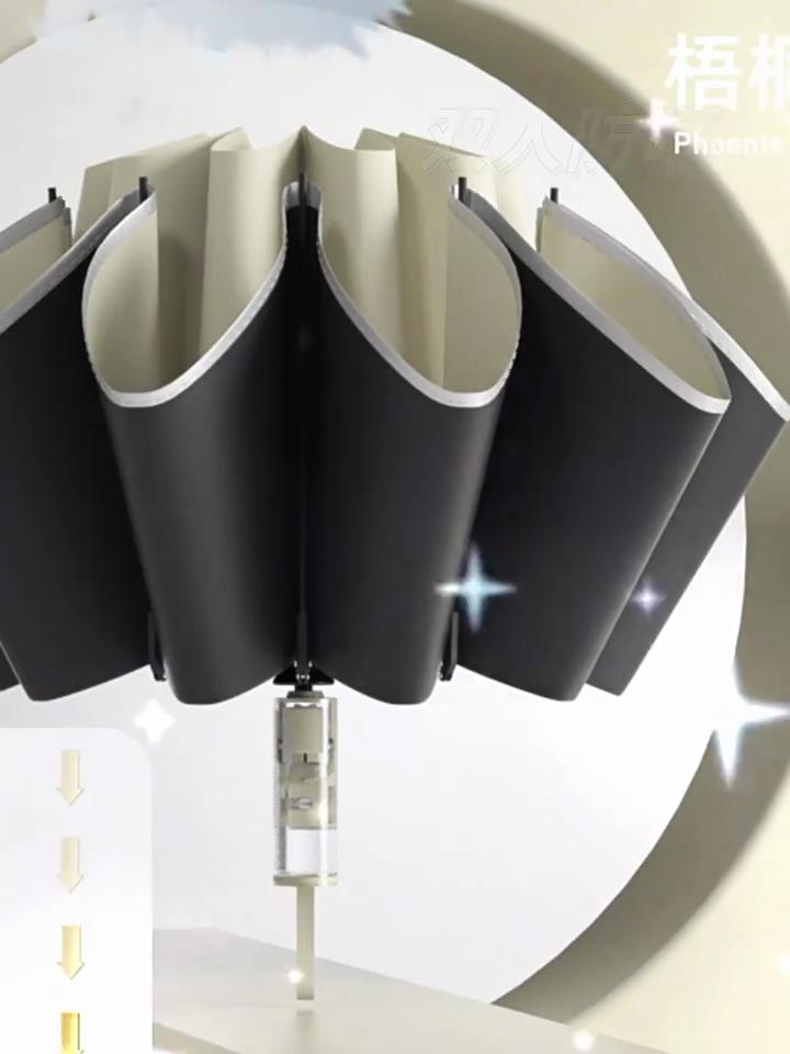 Big Windproof Strong Umbrella with Reflective Stripe Reverse Automatic Fold UV Umbrella for Rain Sun Carabiner Handle Luxury