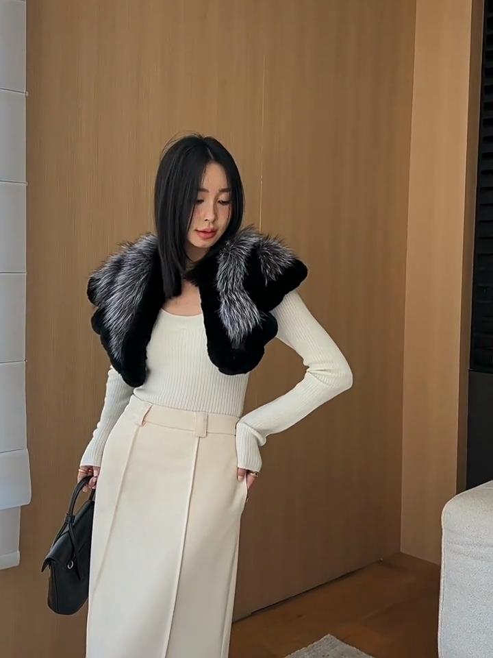 Новый женский зимний шарф из натурального меха кролика Рекс, шаль, теплый мягкий шарф из меха серебристой лисы, женская мода, пончо из 100% натурального меха кролика Рекс