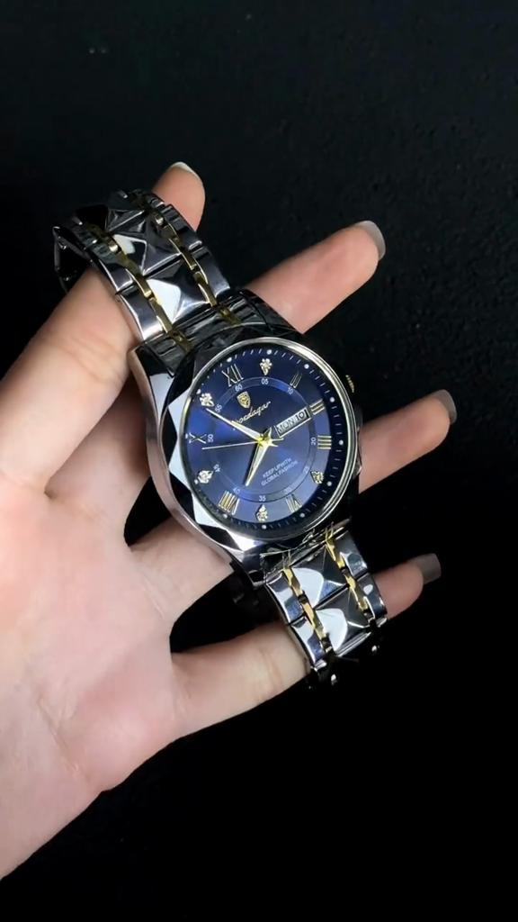 POEDAGAR Мужские часы Top Luxury Brand Водонепроницаемые Светящиеся с Календарем и Днем Недели для Мужчины Нержавеющая Сталь Повседневные Кварцевые Часы