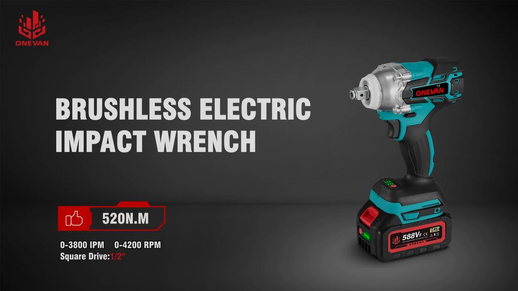 ONEVAN 520N.M бесщеточный электрический ударный гайковерт 1/2 дюйма беспроводной шестигранный набор головок отвертка электроинструмент для Makita 5BBVF/18V аккумулятор