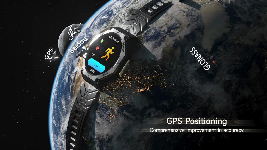 Умный браслет Rainbuvvy KC91 с GPS 1,39-дюймовый TFT 360x360 BLE5.3 GPT 3ATM Водонепроницаемый 530 мАч Bluetooth-звонок Фонарик Android Смарт-часы