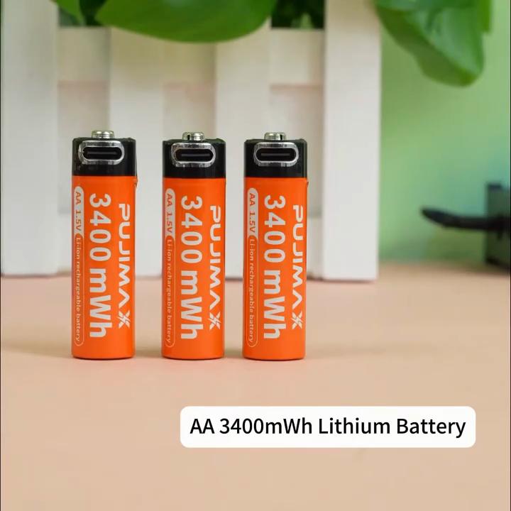 PUJIMAXX AA Rechargeable Batteries, 1.5V, 3400mWh, Type-C USB, 4-Pack