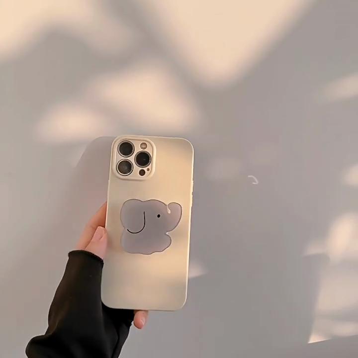 Cute Elephant Stand Phone Case Suitable for iPhone 13, iPhone 15, iPhone 16 Pro Max