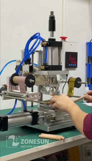 ZONESUN ZS-GT100 Logo Trademark Hot Foil Stamping Machine for Cylinder Wood Lipstick Pencil