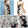 European American Cross Border Pullover Women Long Dress V Neck Sleeveless Sexy Print Large Loose Hem Foreign Trade Summer Beach Boho