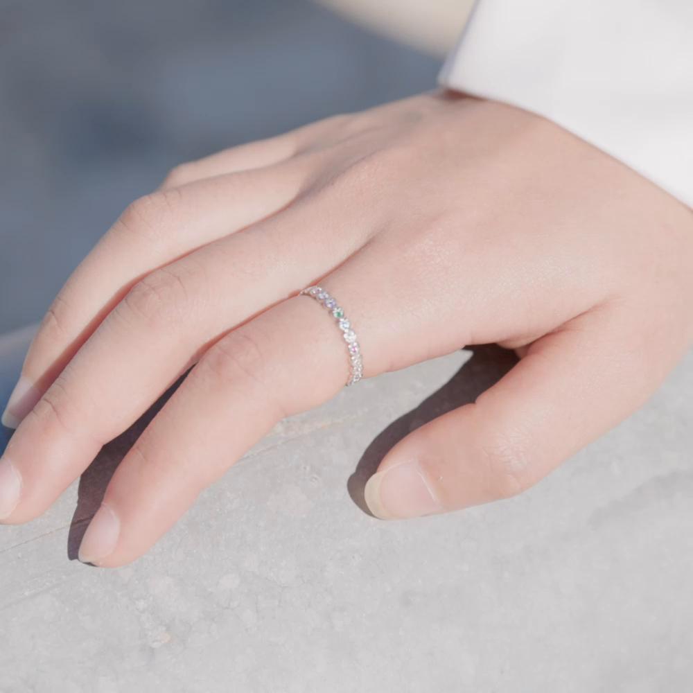 BAMOER из стерлингового серебра 925 пробы, изысканное оригинальное красочное кольцо с цирконом в форме сердца для женщин, ювелирные изделия