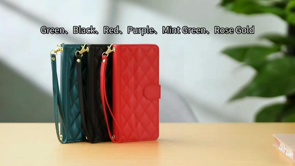 For Xiaomi Redmi Note 8,Poco M3,Redmi 10X 4G,Redmi Note 9 Pro,Note 11,Note 12,K50,K60...PU Leather Diamond Checkered Pattern Wallet Handbag Case Cover