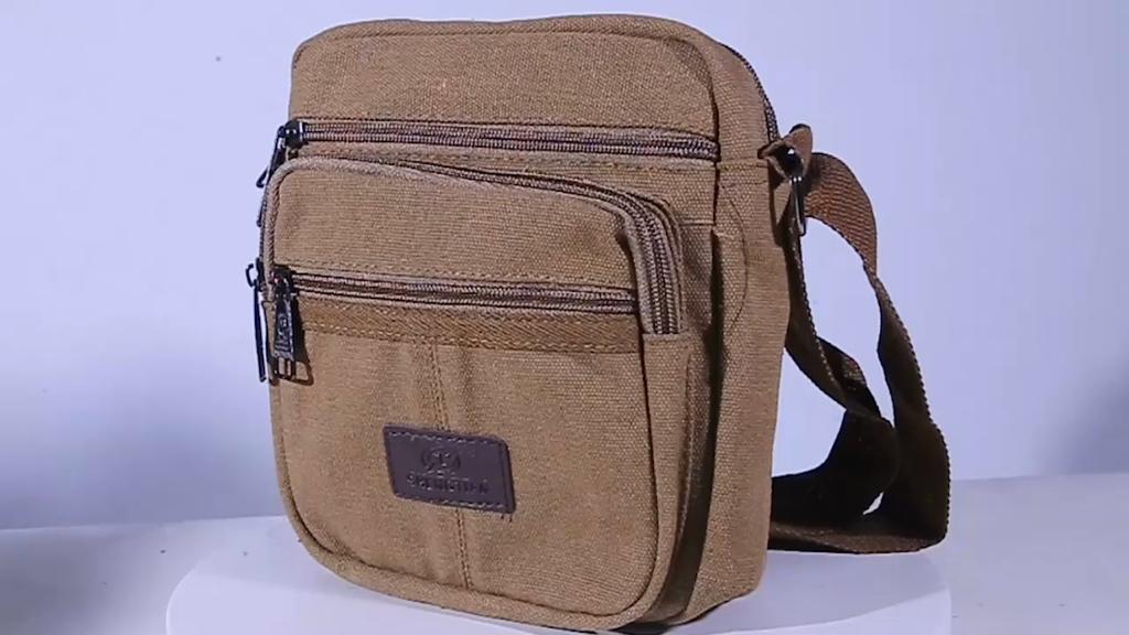 Модная одежда Мужская повседневная сумка Холщовая сумка через плечо Молния Диагональная сумка Смена Квадратная сумка