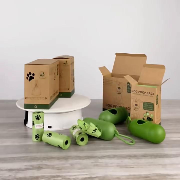 Biodegradable Pet Waste Bags Thickened Portable Printed Dog Poop Bags Eco-friendly Outdoor Pet Poop Pickup Bags with Organizer