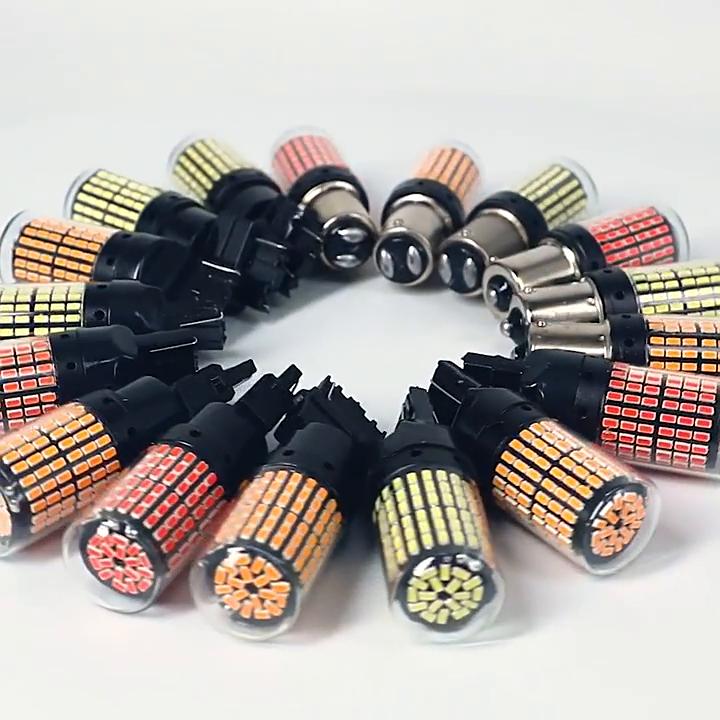 PY21W/BAU15S 1156 LED Turn Signal Light Bulb, 144SMD, 12V, 150° Socket, Amber/White/Red, Fits BMW, Mercedes, VW