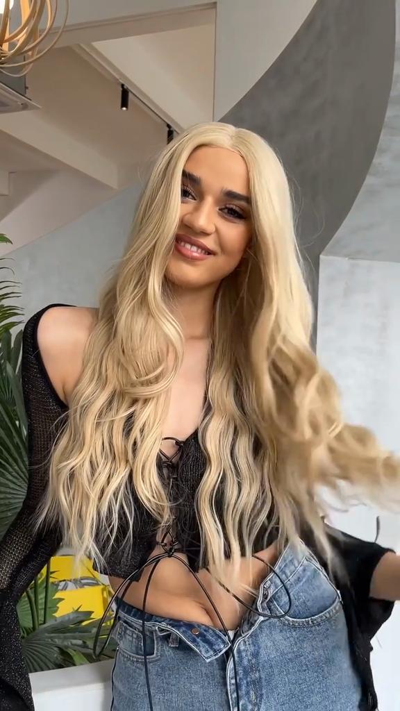 BLONDE UNICORN Темно-коричневые смешанные светлые Brwon средней длины волнистые синтетические кружевные части волос парики для женщин термостойкие ежедневное использование