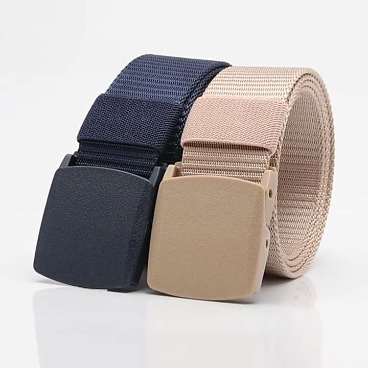 Men's Canvas Belt POMSmooth Buckle Tactical Belt Student Military Training Security