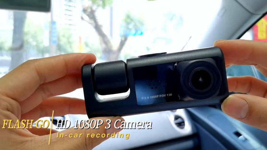 icreative Car DVR 3 Cameras Full HD 1080P Dual Lens Car DVR Camera 2.0 Inch IPS Screen Front Rear Recorder Camera