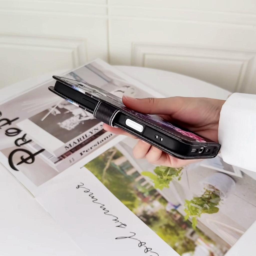 Чехол-книжка-кошелек из искусственной кожи с перьями и подвеской в виде колокольчика для фотографий для iPhone, Samsung, Huawei, Honor, Xiaomi, Redmi, Oppo, Infinix, Tecno, Google...