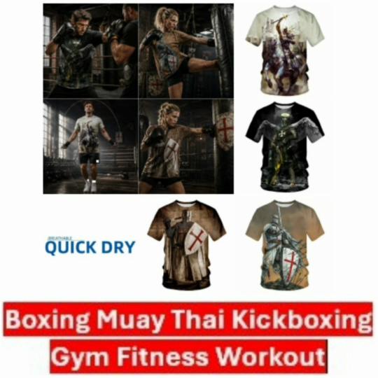 Britain England Knights Templar Warrior United Kingdom UK British MMA Boxing Muay Thai T-shirt Print 3D Unisex Training Gym Fitness Workout Sport