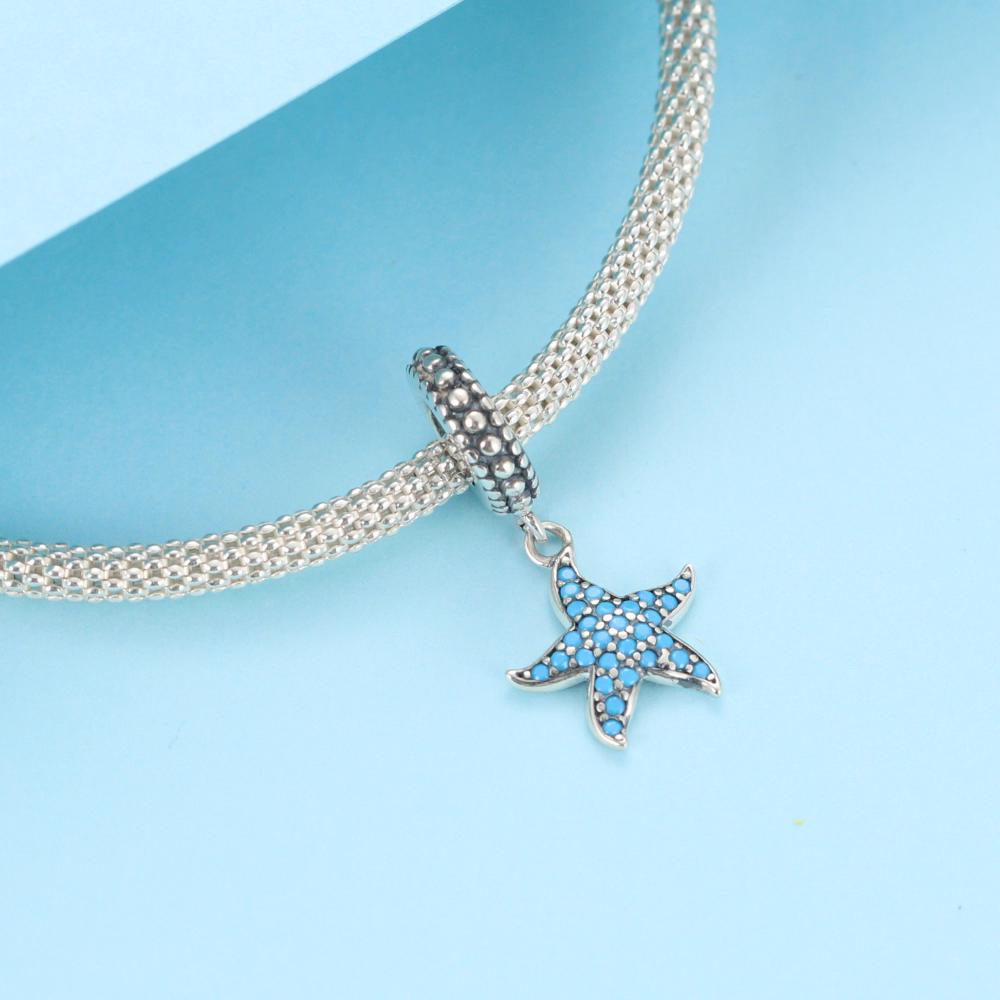 BAMOER Подвеска в виде морской звезды, подвеска из стерлингового серебра 925 пробы, морское существо, океанские подвески для браслета