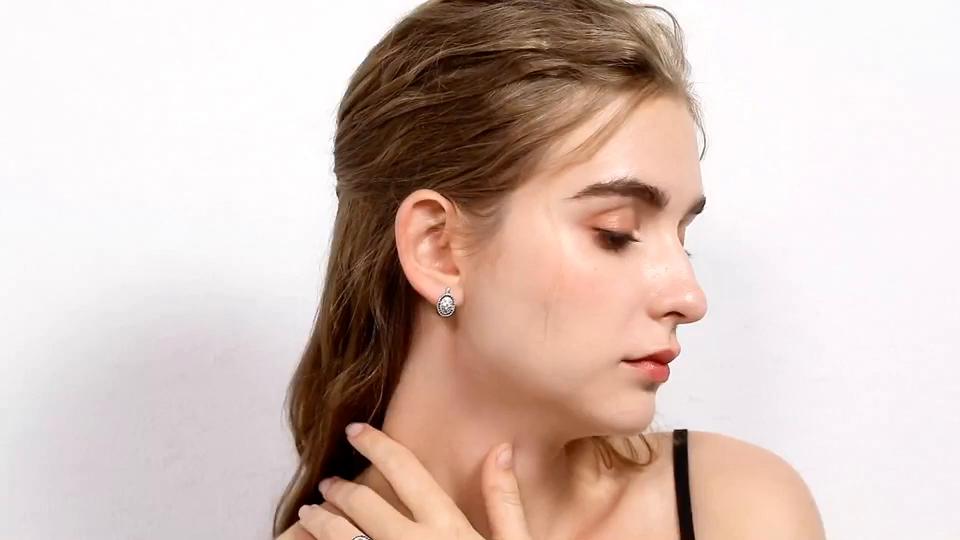 Black Awn Jewelry Round Earrings Black Stone Engagement Hoop Earrings For Women