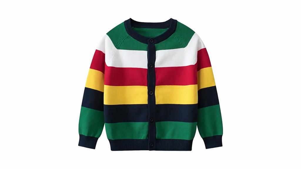 Полосатый кардиган для мальчиков, детское пальто-свитер соответствующего цвета