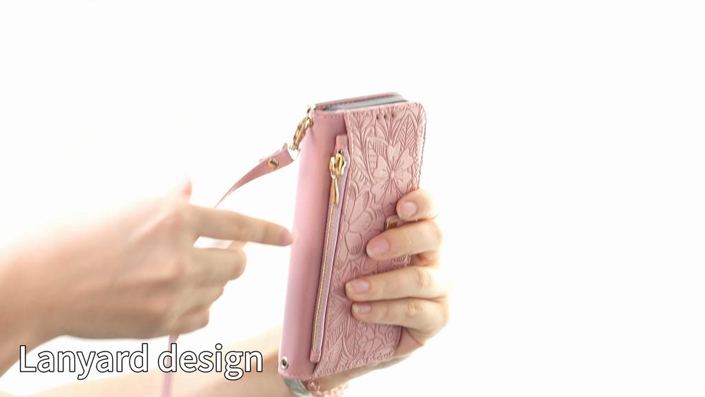 Цветочный кожаный чехол-кошелек для серии Samsung Galaxy A05-A71 / S24-S25... со съемным плечевым ремнем