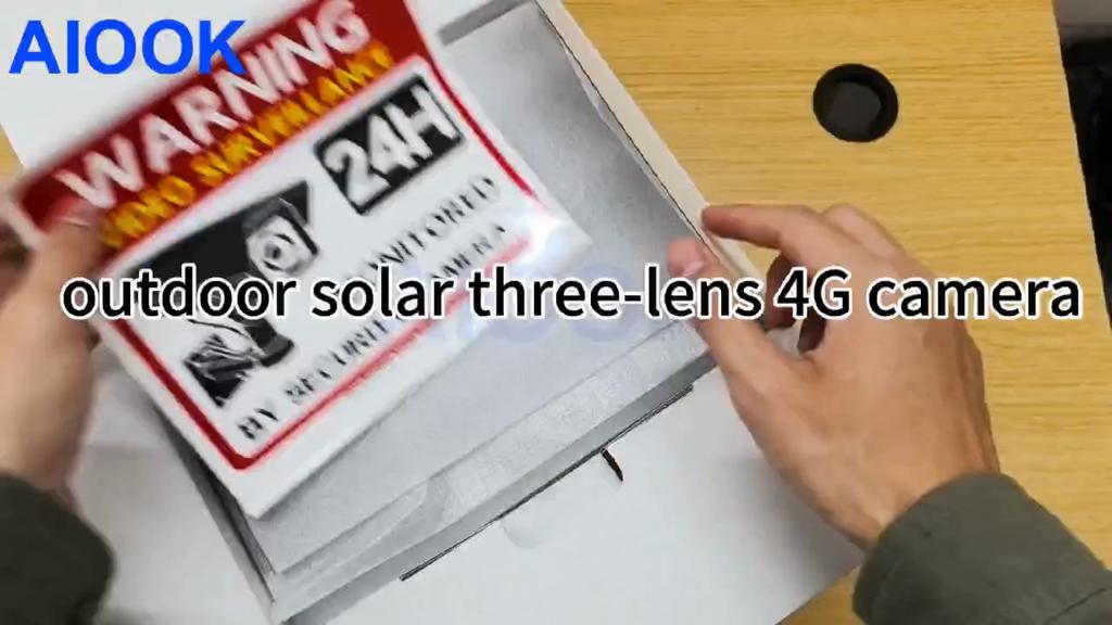 AIOOK V380 PRO 4G Camera HD Three Lenses 12MP 4K Outdoor Solar Camera Waterproof Night Vision Mobile Tracking Two-Way Intercom