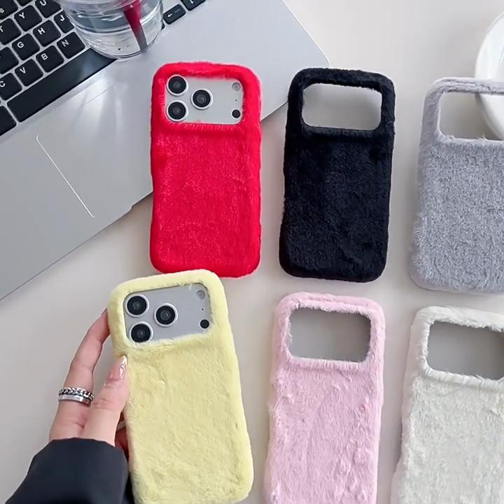 Осенне-зимний теплый плюшевый чехол для телефона для iPhone 17 16 15 14 13 Pro Max однотонный пушистый противоударный защитный чехол на заднюю панель