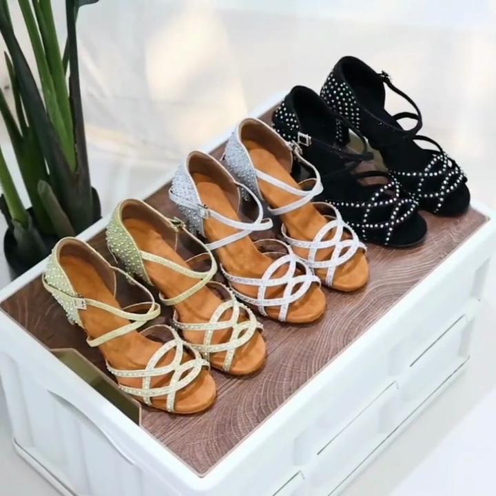 Women's Girls Latin Dance Shoes Ballroom Tango Salsa Party Shoes for Ladies High Heel 9CM