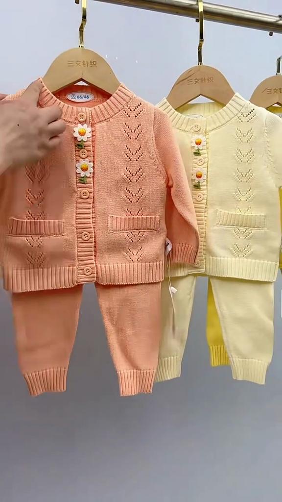 Весенне-осенний комфортный вязаный кардиган для девочек, повседневный детский свитер