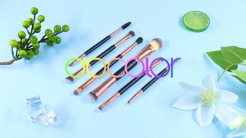 Docolor 6PCS Double Eye Shadow Brush Professional Brushes for Eye Makeup Beauty Cosmetic Brush Set Blending Smokey Brushes