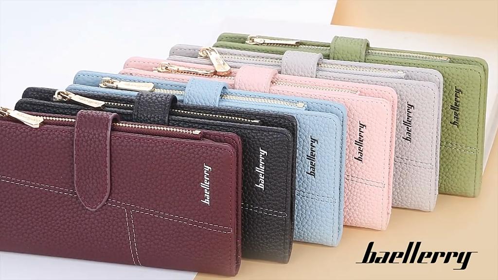 Baellerry Women's Purse Pu Leather Card Holder Long Wallet Multi-card Slot Clutch Bag Zipper Coin Purse Patchwork Cell Phone Bag
