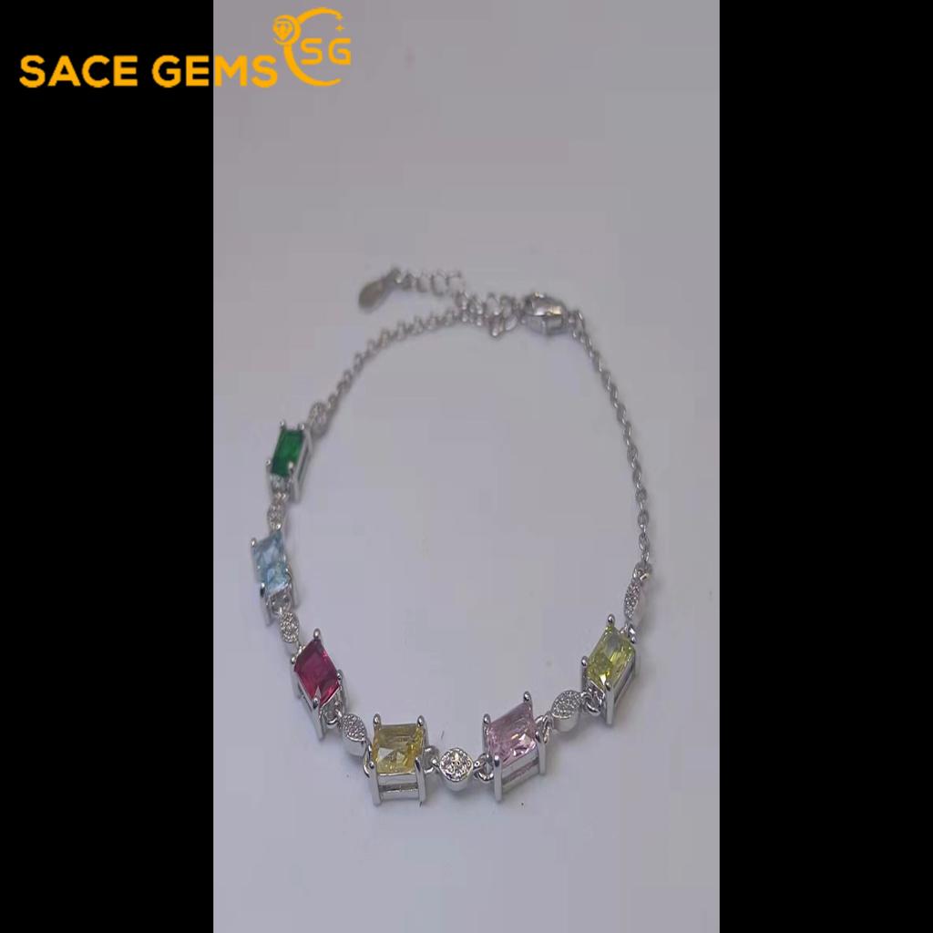 Sace Gems Цирконовый браслет, ювелирные изделия, геометрические бусины, браслеты-цепочки, модный тонкий свадебный подарок для подруги, женщины