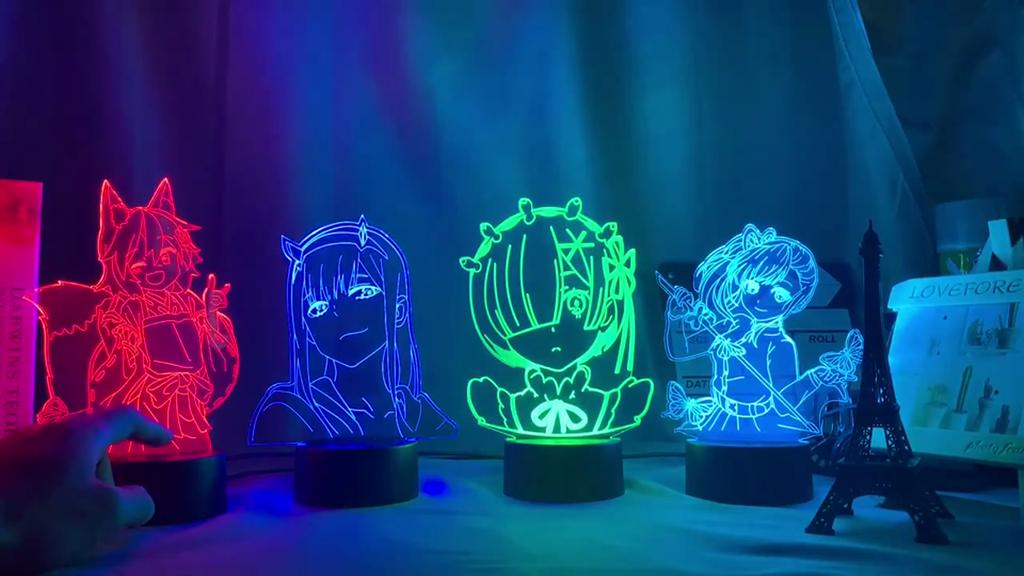 Bungo Stray Dogs Night Light Nakahara Chuuya Figure Lamp Colors Changing Touch Remote Bedside Lamp Gift for New Year Christmas