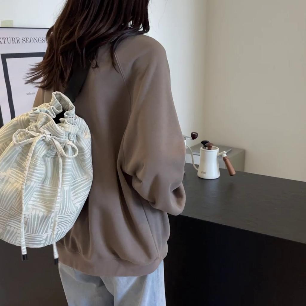 Женская сумка через плечо I вместимость сумка через плечо с завязками однотонная сумка-ведро