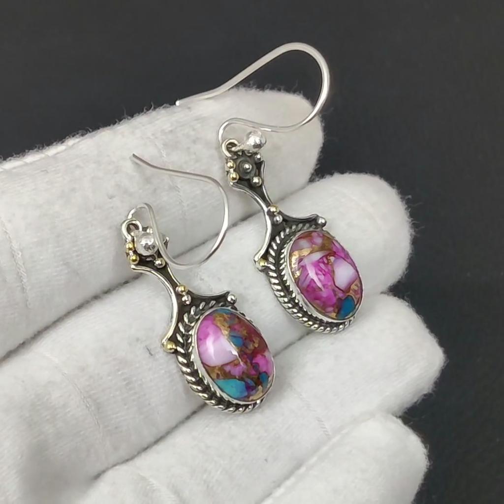 Серьги Kingman Dahila Turquoise Gemstone Earring из стерлингового серебра 925 пробы, серьги-подвески из серебра в стиле бохо, подарки на День святого Валентина, подарки для нее
