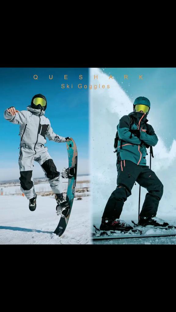 Queshark Взрослые двухслойные противотуманные очки UV400, горнолыжные очки, маска, зеркало, горнолыжные очки, зимние очки для сноуборда