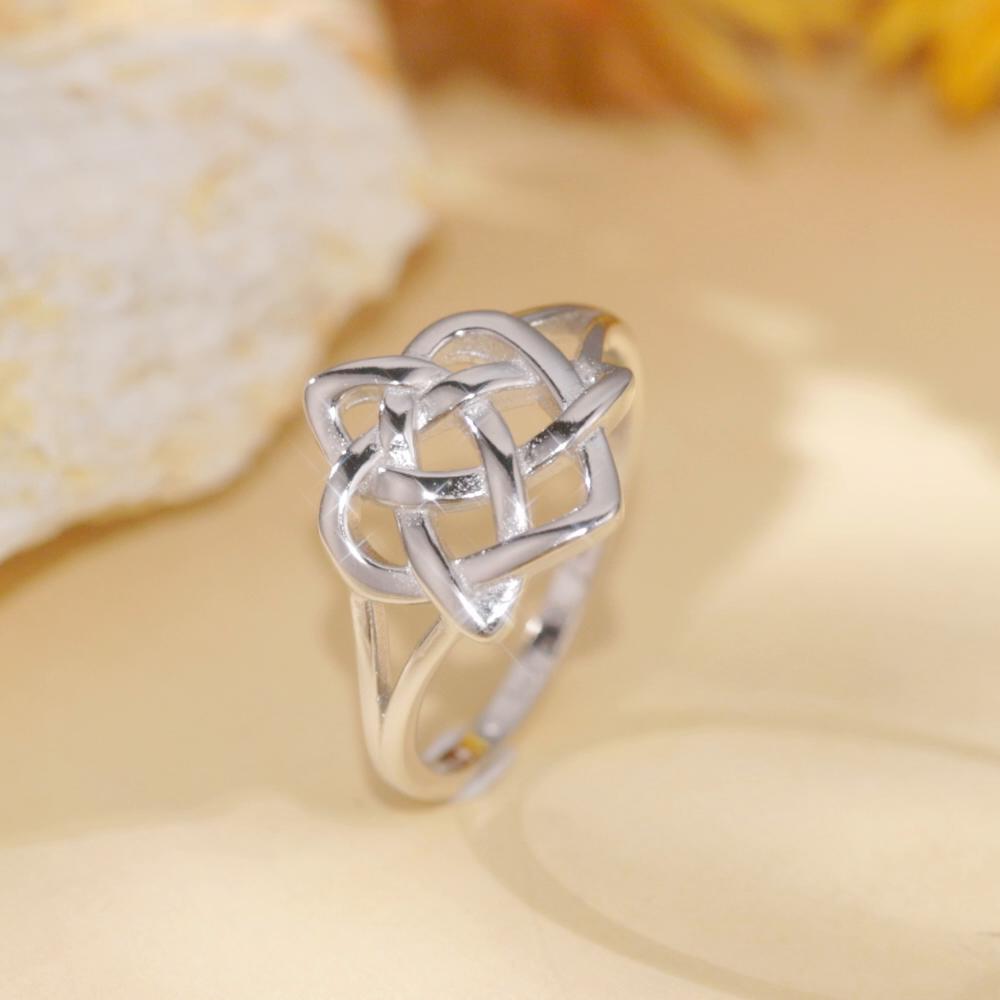 Bisaer Настоящее серебро 925 пробы с кельтским узлом Кольца ко Дню святого Валентина для женщин вечерние оригинальные ювелирные изделия с платиновым покрытием