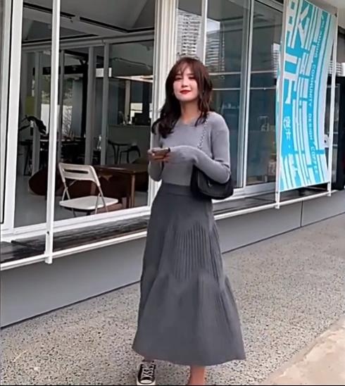 Thicking Knitted Long Skirts Women Autumn Winter High Waist Umbrella Skater Faldas Female Korean Fashion Cotton Skirts