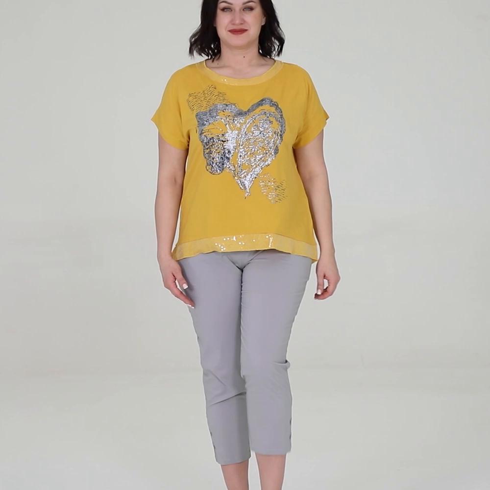 Летняя женская футболка Astrid, новинка 2023 года, хлопково-льняной топ, футболка большого размера с короткими рукавами, модная женская одежда с принтом и пайетками
