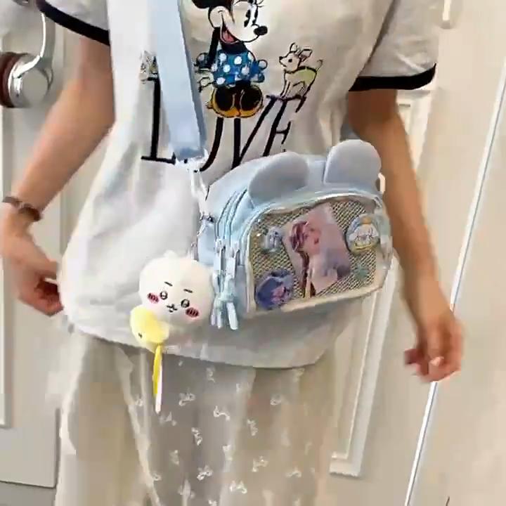 Transparent Bear Ears Bag With Polyester Interior For Students And Casual Outings