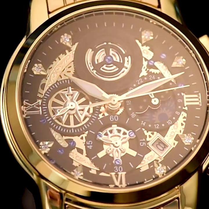 WWOOR Часы со скелетом Модные деловые мужские часы Водонепроницаемые модные кварцевые мужские часы