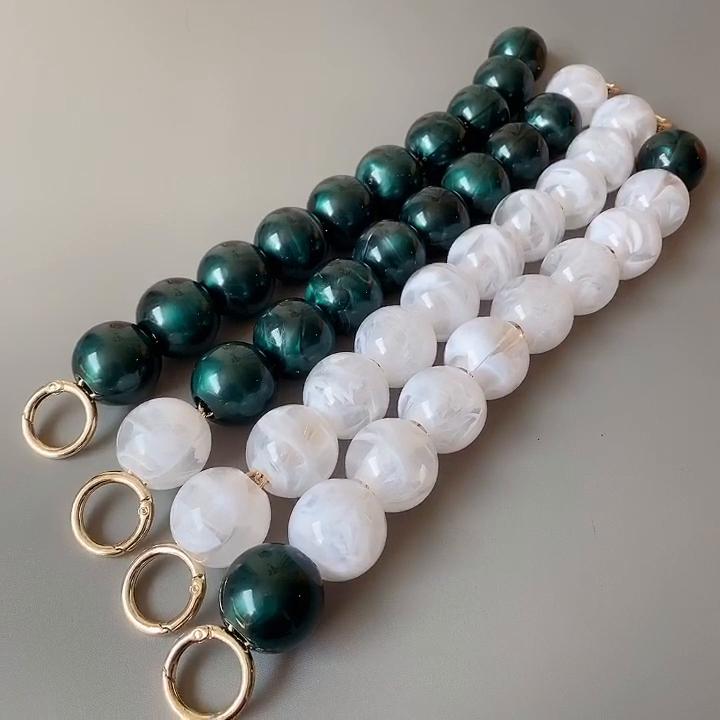 Новый аксессуар для женской сумки, белый, зеленый, часть из акриловой смолы, роскошный браслет из бисера ручной работы, женский сменный браслет с ручкой для сумки, обруч