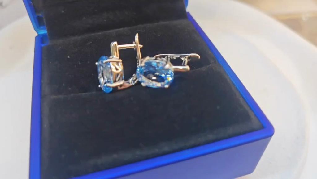 Umcho Oval Nano Sky Blue Topaz Gemstone Clip Earring