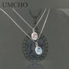 10*8mm Sky Blue Cubic Zirconia Oval Pendant 45CM 925 Sliver Woman Fashion Jewelry Necklaces
