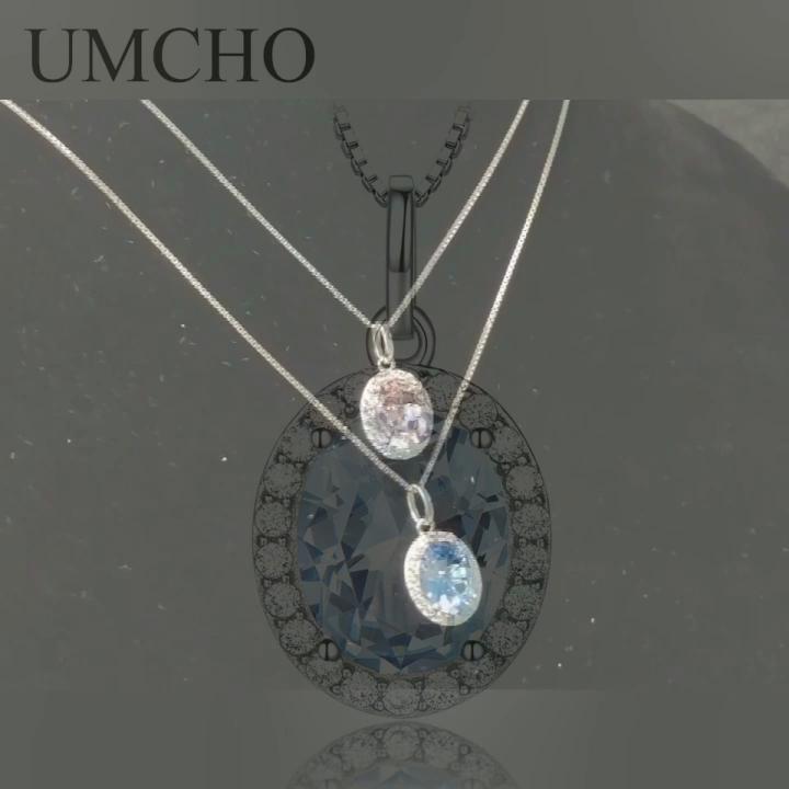 10*8mm Sky Blue Cubic Zirconia Oval Pendant 45CM 925 Sliver Woman Fashion Jewelry Necklaces
